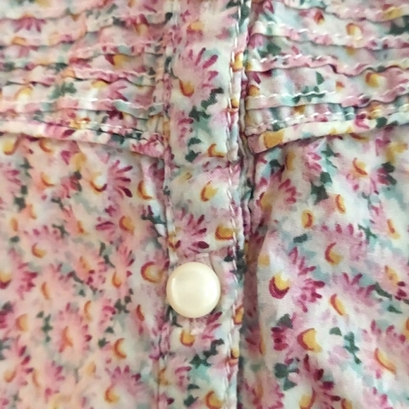 TOMMY HILFIGER Pink Floral Short Sleeve Floral Button down Blouse Top Sz 14 - Picture 3 of 8
